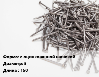 Гвоздь с оцинкованной шляпкой 5х150 шиферный, кг цена от 120600 Тг / кг, где купить, условия доставки в Кызылорде и Кызылординской области